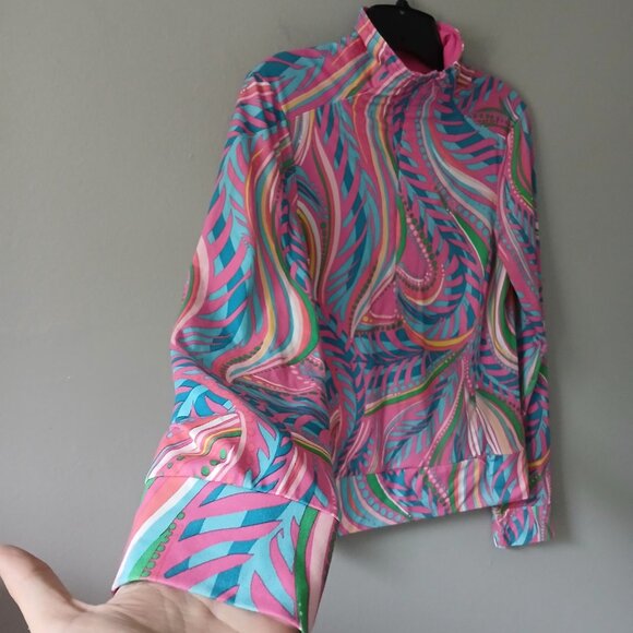 Lilly Pulitzer Women's Sz S Half Zip Track Jacket Polyester Colorful Long Sleeve - Picture 9 of 15